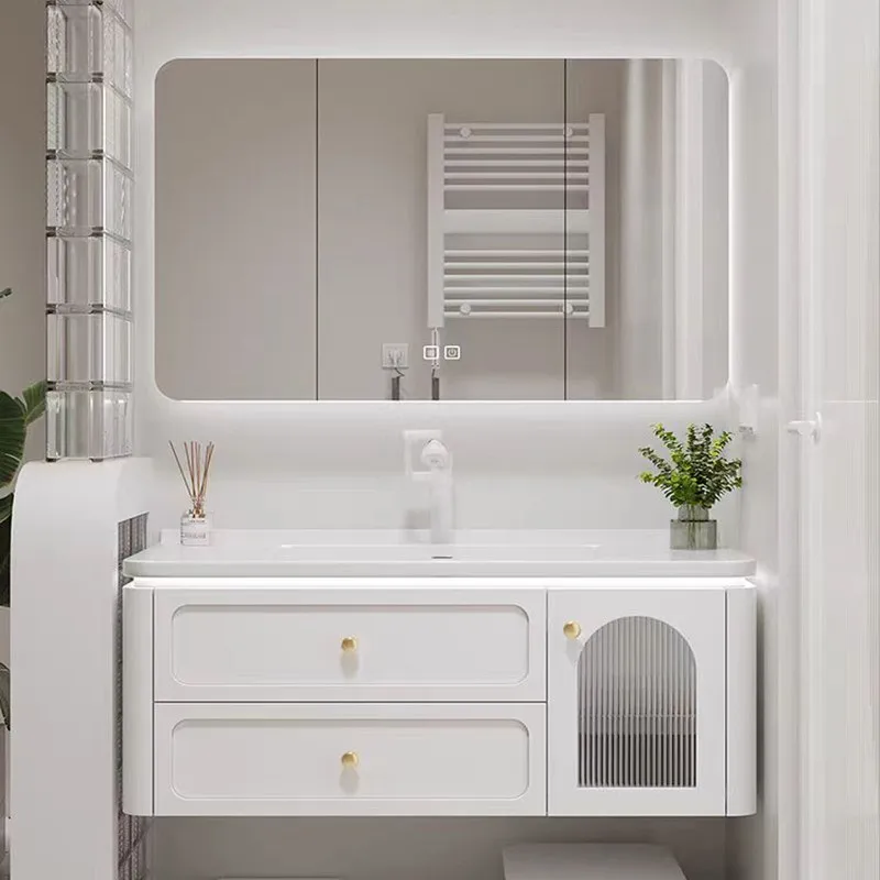 ！@Toilet Mirror Luxury Bathroom Cabinet Large European Toilet Vanity Bathroom Cabinet White Armoir Salle De Bain Home Furniture