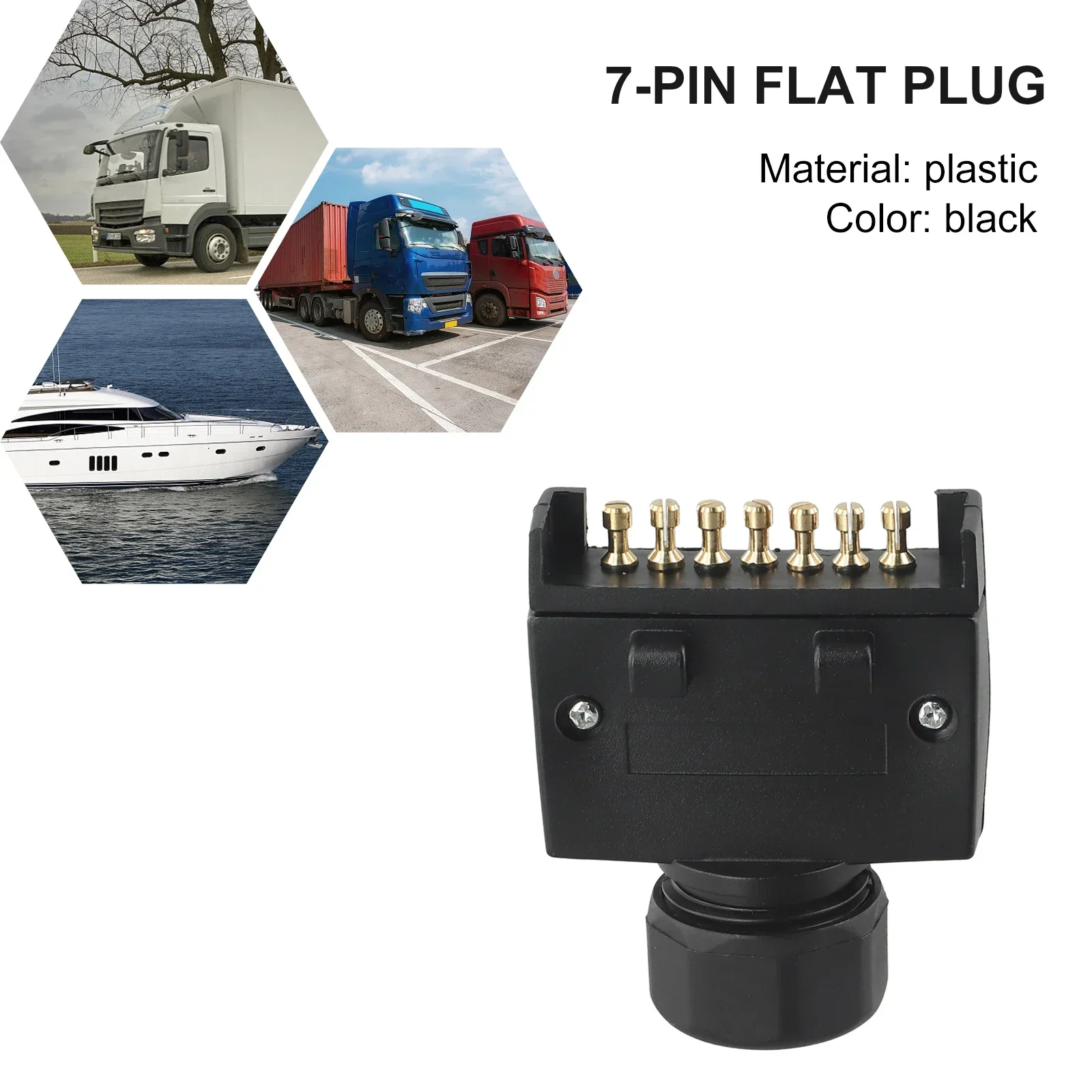 

1pcs Side Lights Flat Plug Male Connector Flat Plug Male Flat Male Trailer Plug 75*62*19mm Australian Standard Black