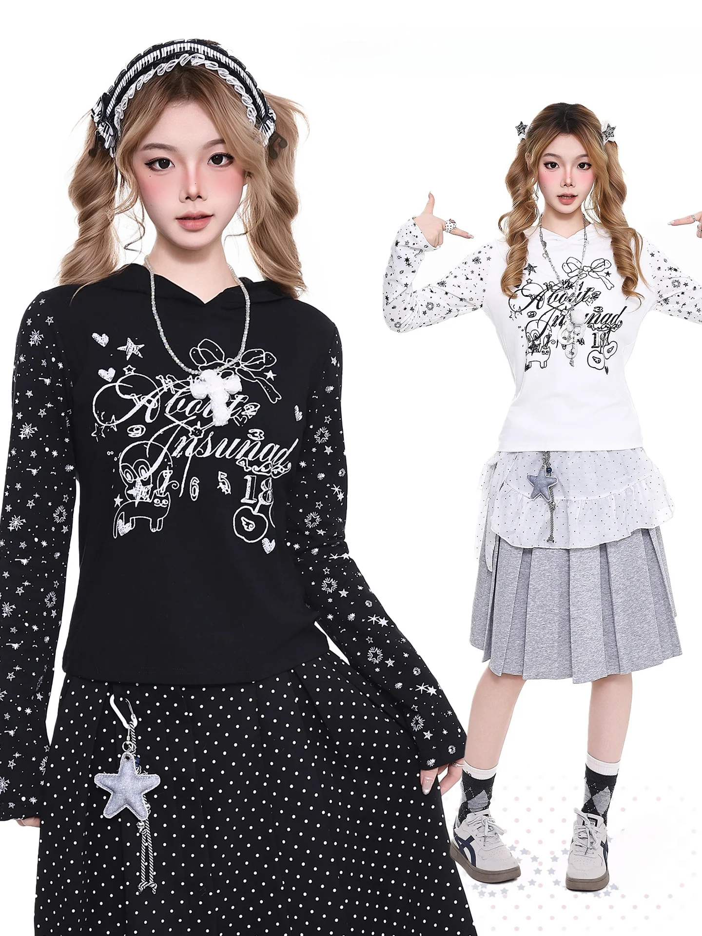 

Женская приталенная толстовка с длинным рукавом, новинка весенней коллекции, оранжевый мармеладный цвет, с узором в виде звезд Y2K, повседневный дышащий топ, приятный к телу