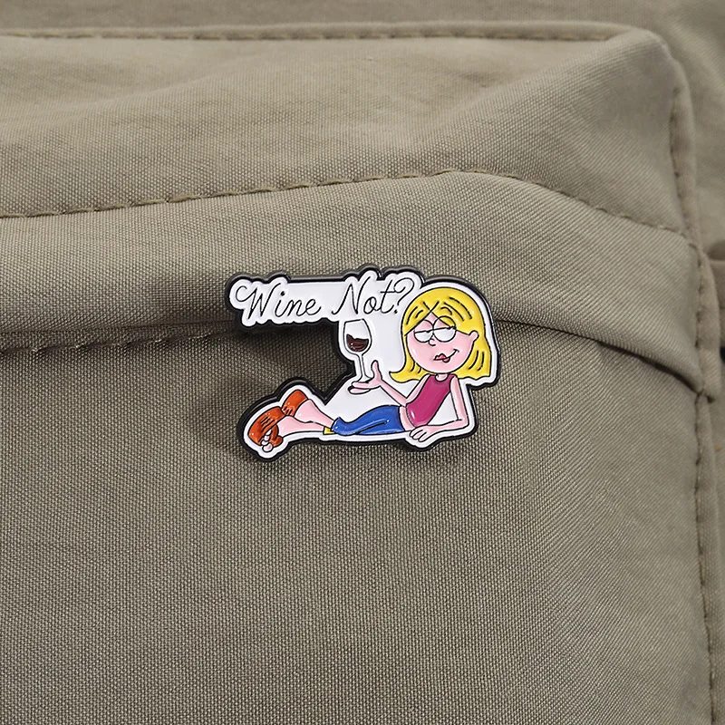 창의적인 여가용 레이디 브로치 핀 만화 와인 디자인 섹시한 여성 와인 잔을 든 에나멜 코사지 주얼리 라펠 핀 액세서리 선물