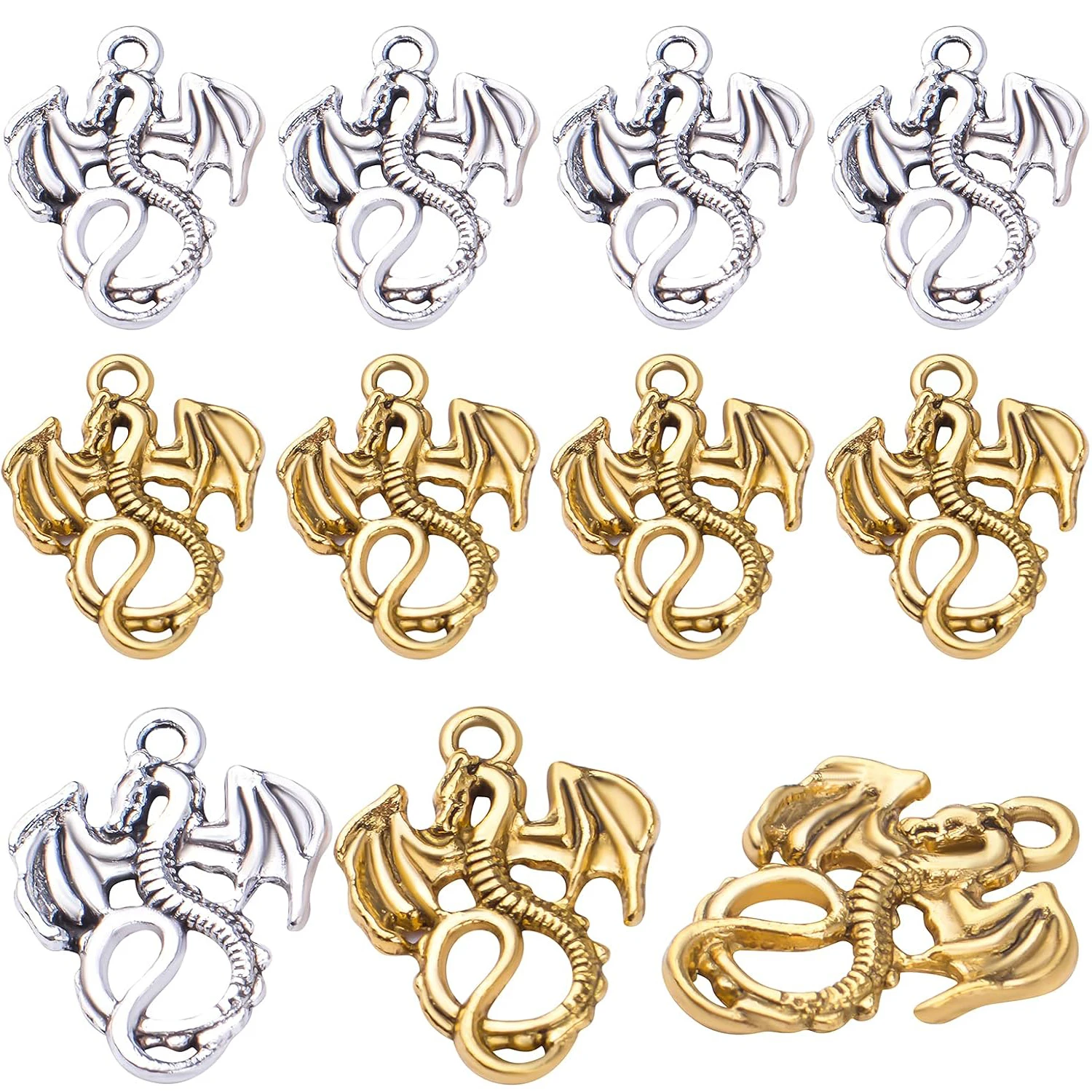 

100pcs Flying Dragon Charms Demon Fire Dragon Totem Pendants Alloy Animal Bead Charms for DIY Necklace Bracelet Jewelry Making