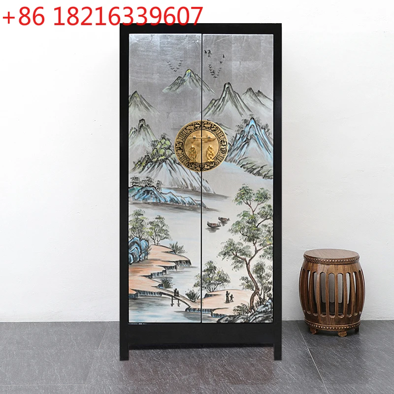 

Новый китайский светлый роскошный бытовой шкаф для спальни из цельного дерева, окрашенный шкаф для хранения с открытой двойной дверью