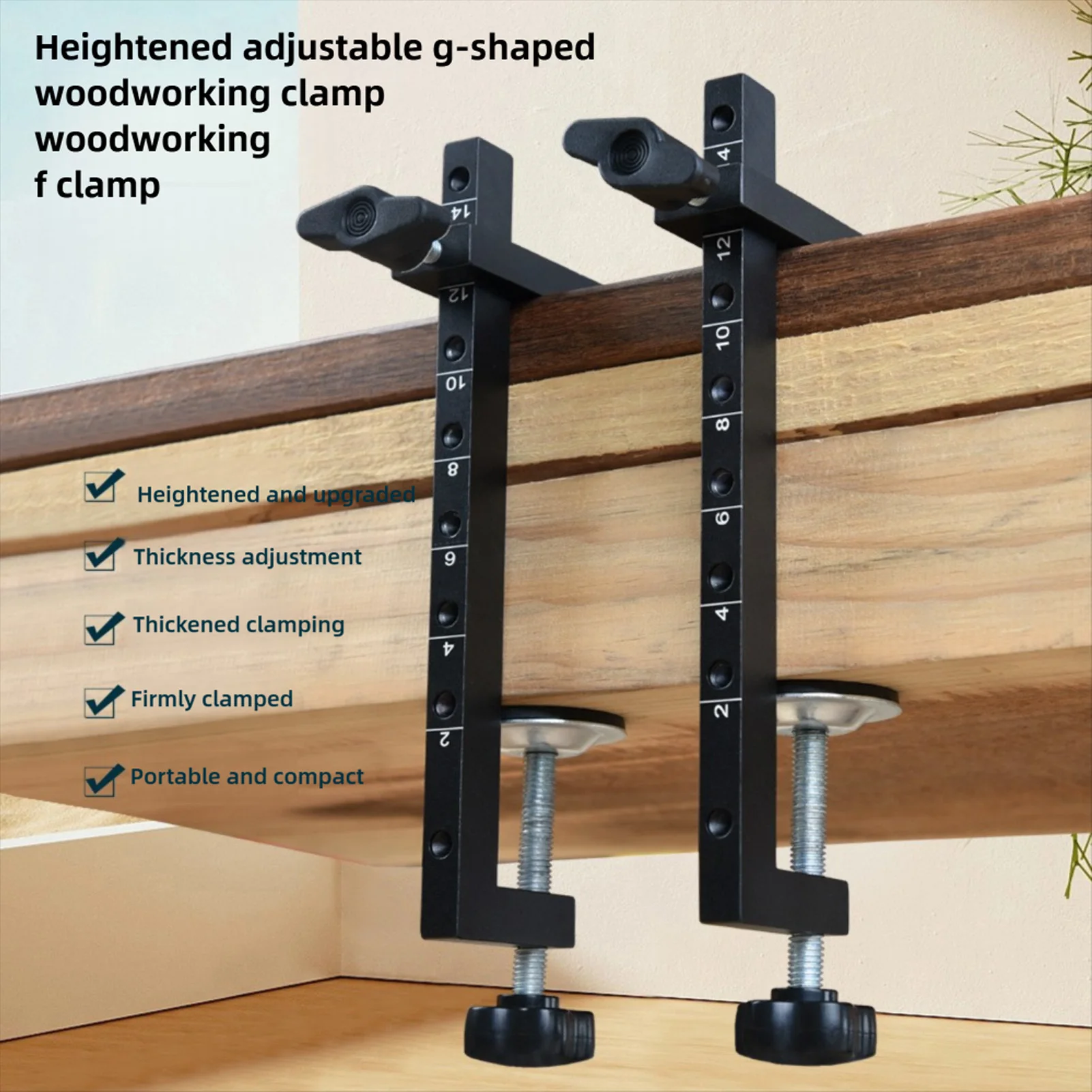 Desk C Clamp Extra Wide Range 0-5.6in Table Mount Holder with Fine Tuning Screw Wide Throat Saw Clamp for Woodworking Craft