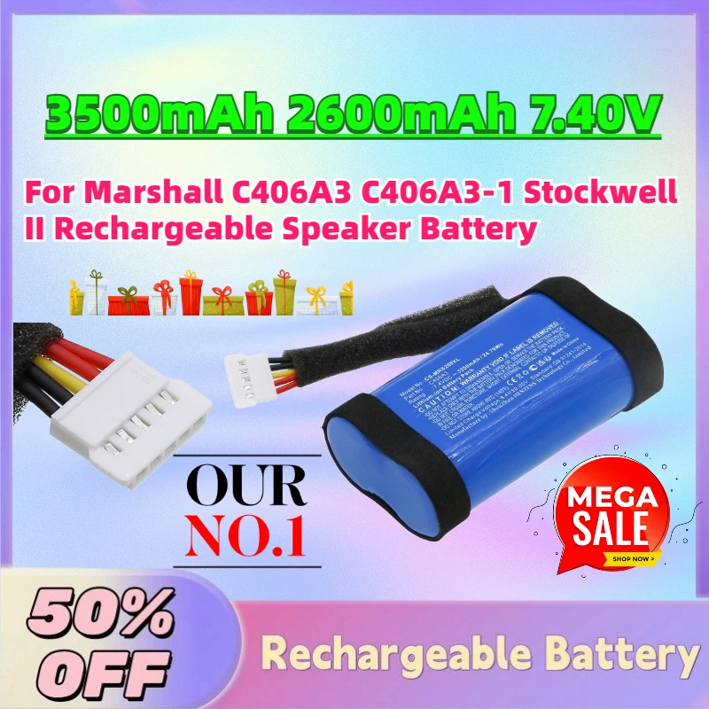 

Fast Shipping 3500mAh 2600mAh 7.40V Li-ion Battery For Marshall C406A3 C406A3-1 Stockwell II Rechargeable Speaker Battery