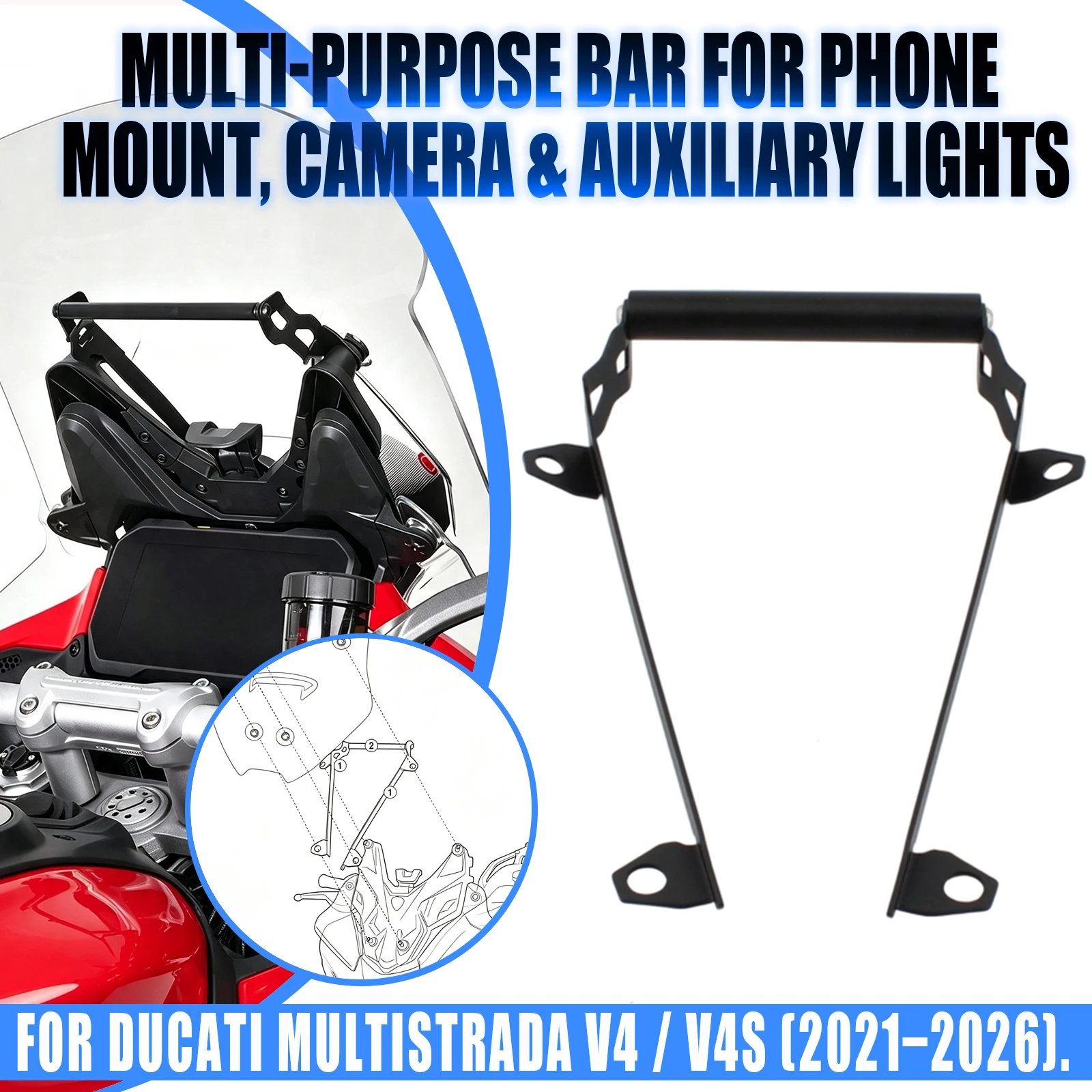 Motorcycle GPS Navigation Bracket Mobile Phone Holder For Ducati Multistrada V4 V4S 2021 2022 2023 2024 2025 2026