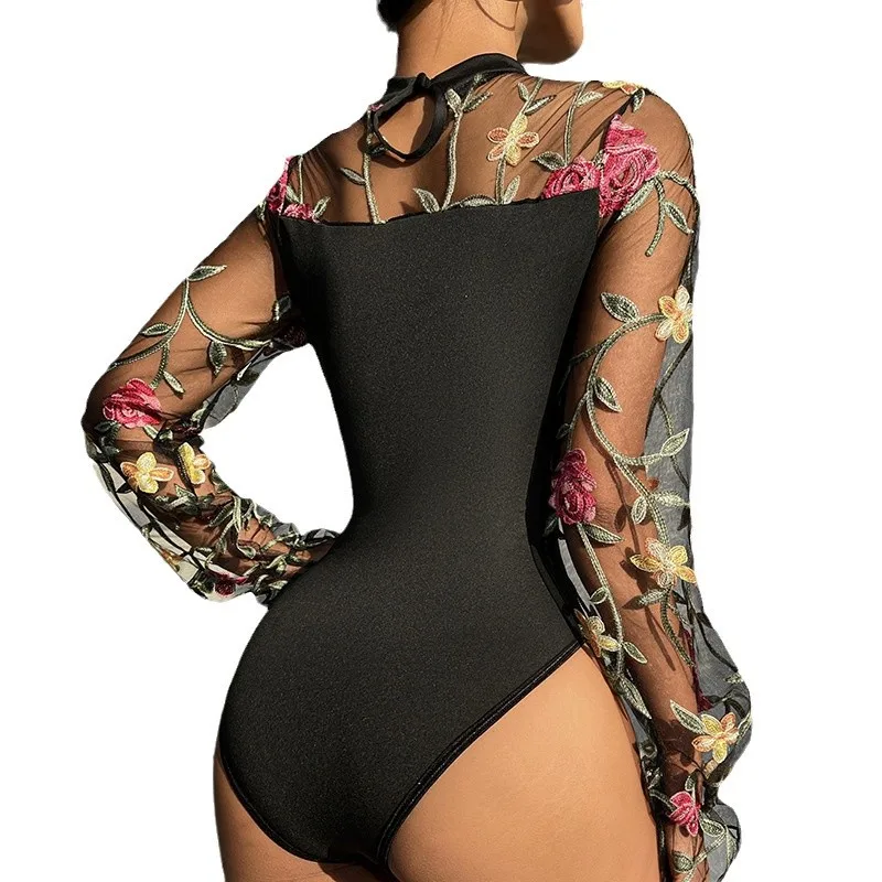 Ricamato Me Bubble Sve Abito lungo sexy svasato trasparente per donna Pantaloni a vita alta Fibra di poliestere