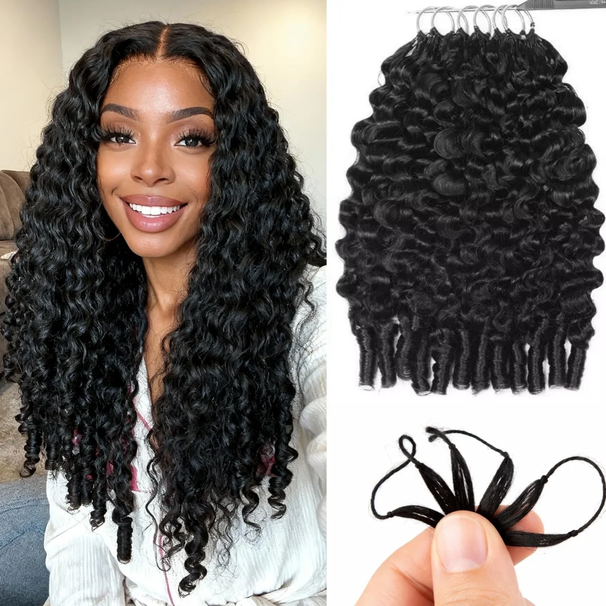 

Высококачественные накладные волосы для плетения крючком: бирманские кудрявые волосы, невидимые бесшовные косы, кудрявые волосы для плетения крючком, имитирующие перья