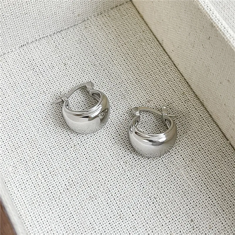 Fashionable and Exaggerated S925 Silver Wide Round Hoop Earrings for Women, Ins Style