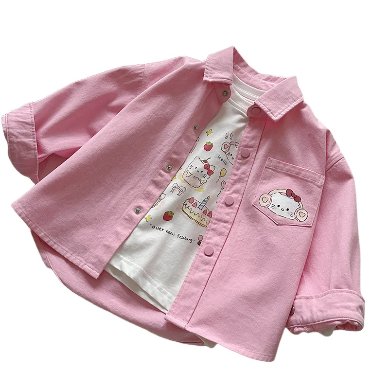

Sanrios Coat Children's Clothing Spring Summer New Girl Child All-Match Long Sleeves Anime Figure Kawaii Cartoon Leisure Shirt