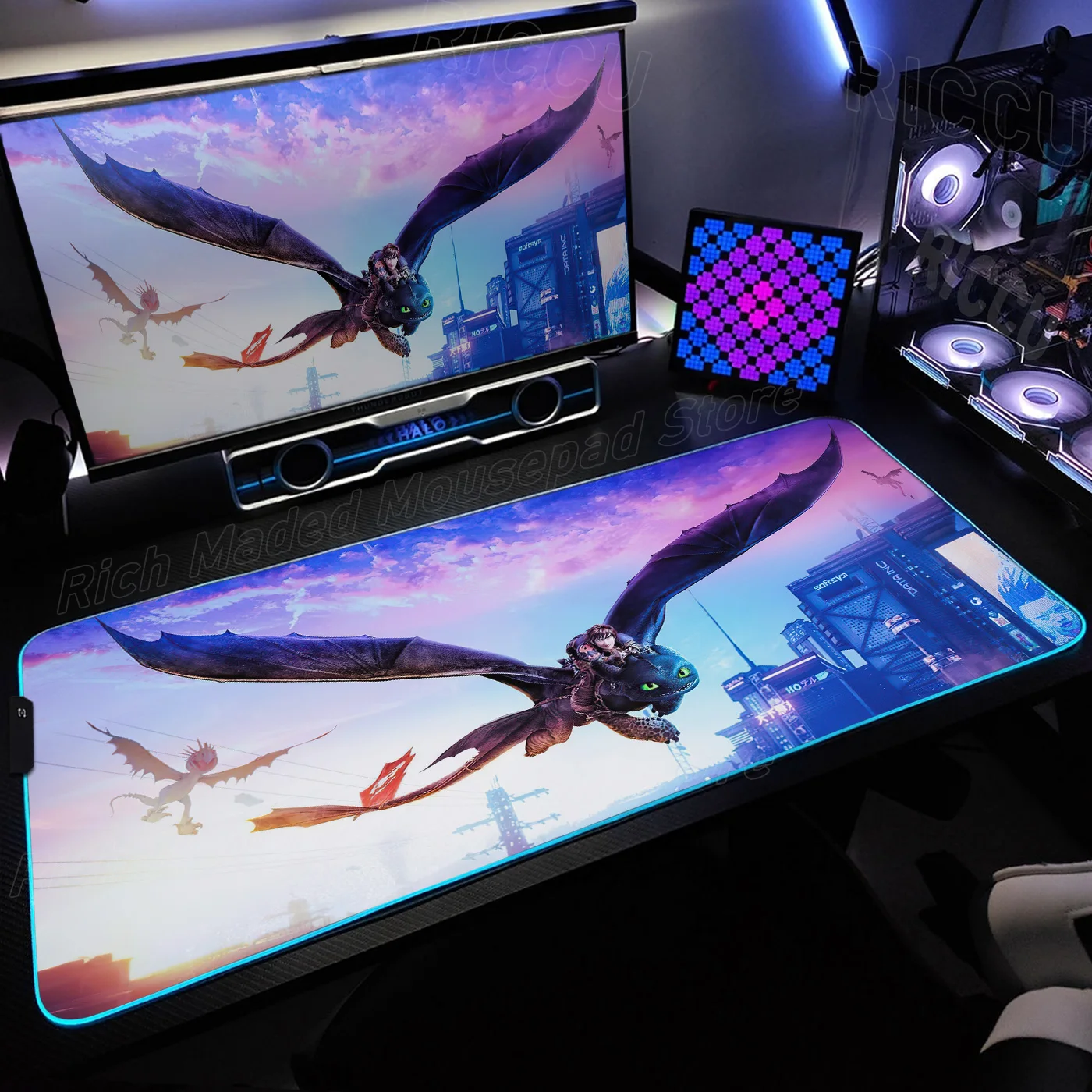 

RGB Printing XXL How to Train Your Dragon Large Mouse Pad Computer Keyboard Mousepad Rubber Office LED Desk Mat PC Accessories