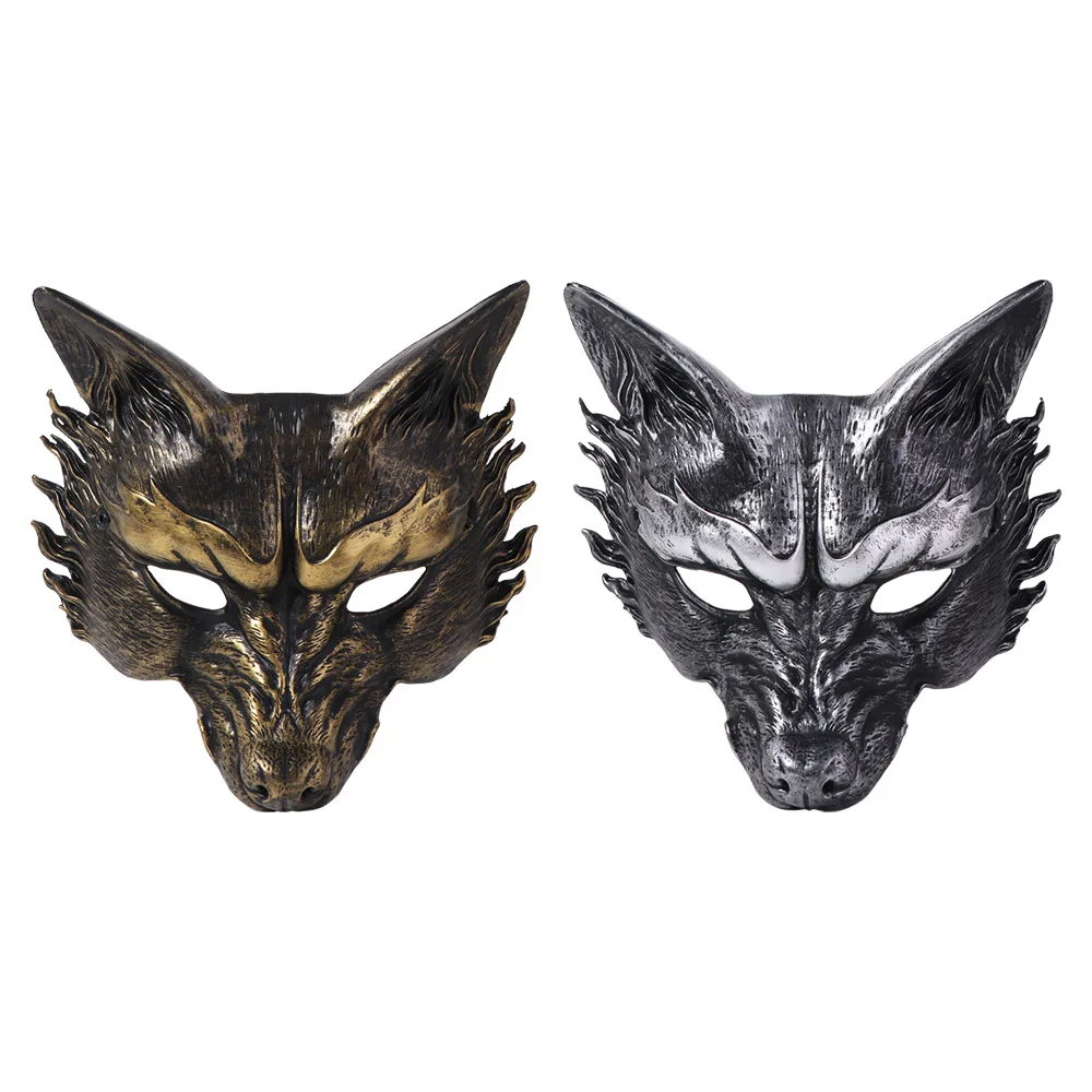 Retro Wolf Halloween Mask Animal Half Face Masquerade Mask Foam Dress Up Props Cosplay Mask Women