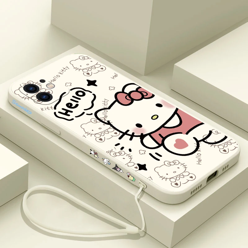 Cute Hello Kitty  Phone Case For Xiaomi Mi 13 12 12T 12S 11 11T Ultra 10 10T 9 9T 9SE 8 Pro Lite 5G Liquid Silicone Cover