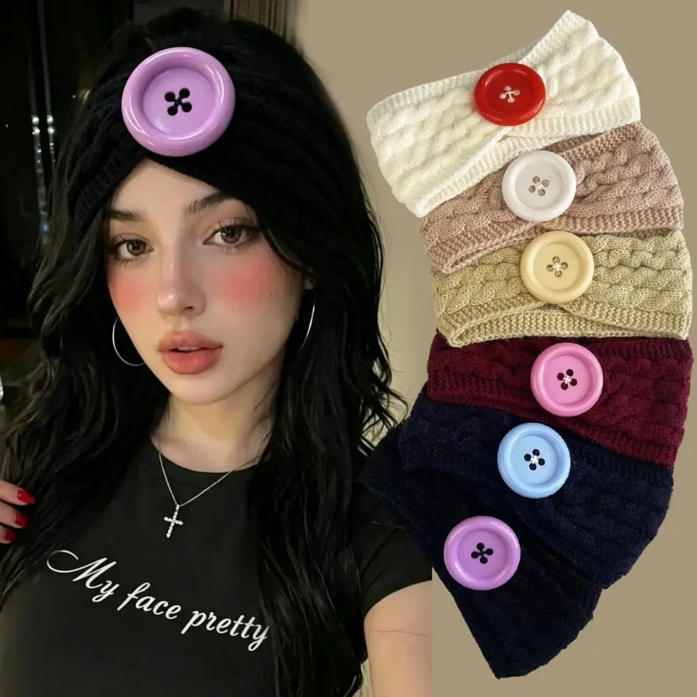 Cable Knit Knitted Headband Soft Stretch Twisted Front Ear Warmer Headband Knitted Fabric Solid Turban Headband Winter Outfits