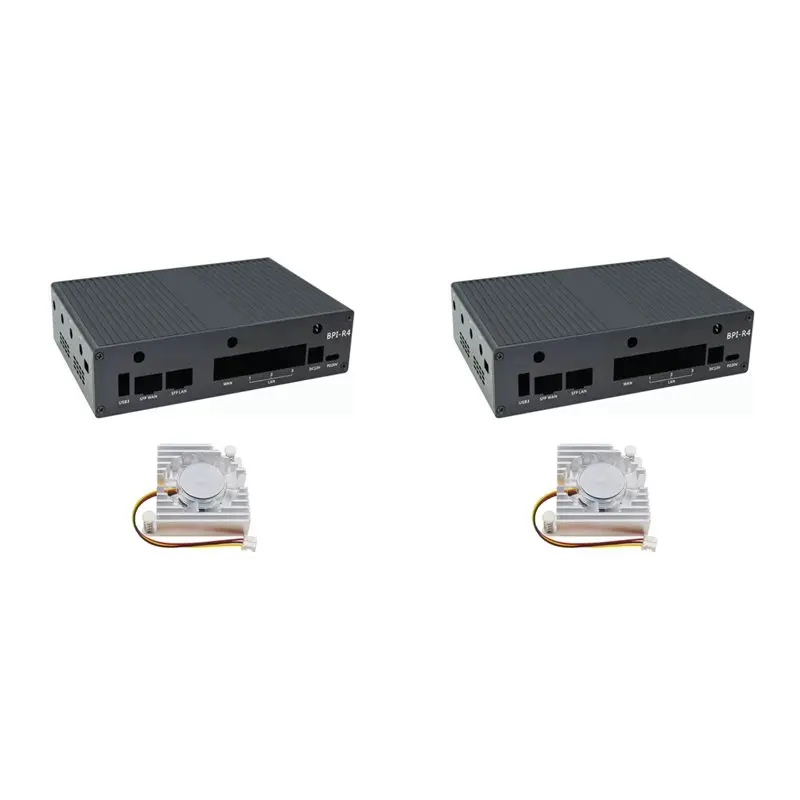 

FEDI-2X For Banana Pi R4 Aluminum Case Metal Shell For Banana Pi BPI-R4 Development Board Accessories,With Fan