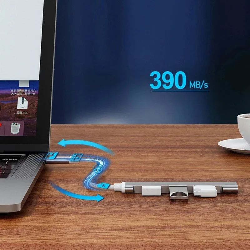 USB Type C to USB 3.0 A/USB A x3 Multi-function Docking Station Suitable For Devices With Standard Type C Interfaces Such Laptop