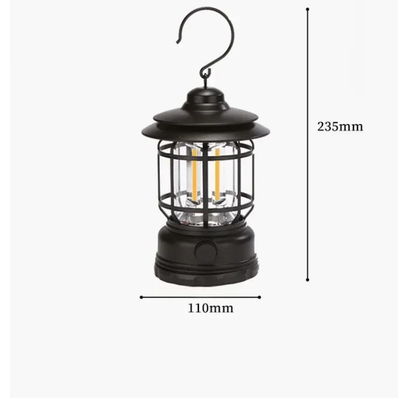 Imagem -06 - Portátil Retro Vintage Camping Lantern Iluminação da Tenda Decoração Impermeável ao ar Livre Jardim Street Path Lawn Lamp