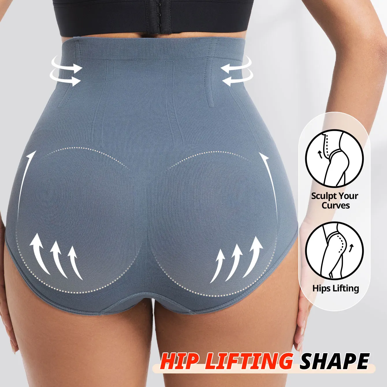 Cinza shapewear para mulheres cintura alta trainer calcinha barriga controle quadril bunda levantador shorts emagrecimento bainha senhoras meados da coxa corpo