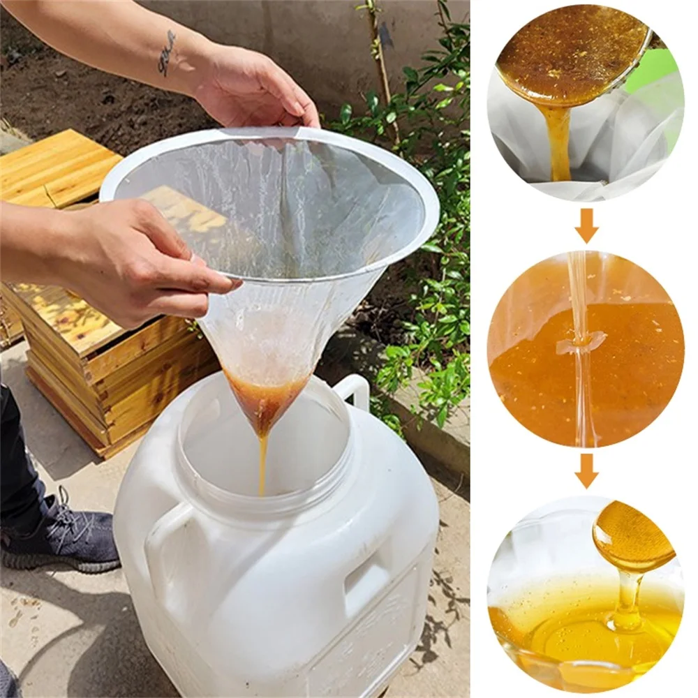 Bee Honey Filter Precision Screener Strainer Funnel-shaped Nylon Impurities Filtration Net Beekeeping Special Tools