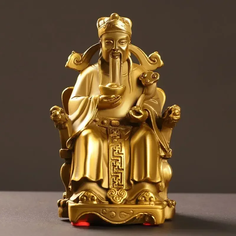 Feng Shui Lucky Copper God of Wealth Ornaments ,Home Office Table Decor Small Sitting Dragon Chair Office Desk Sculptures