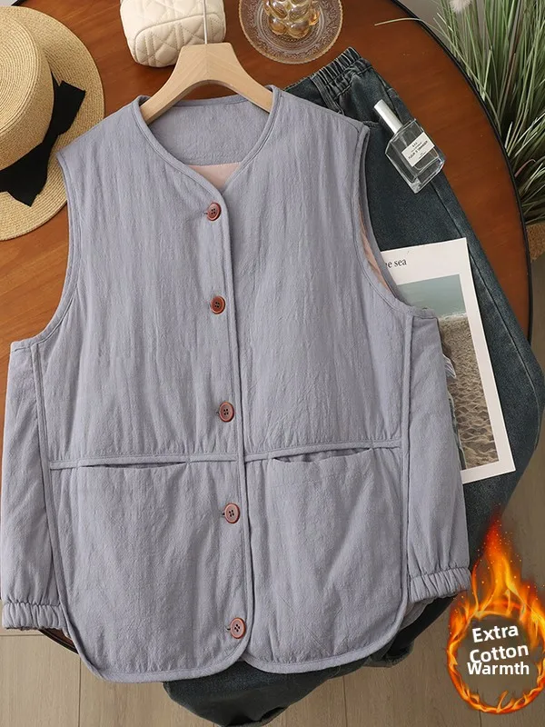 Jaet – doublure chaude en coton pour femme, ample, polyvalente, décontractée, superposée, vêtements d'extérieur, rembourré en coton et lin, pour l'hiver 2025