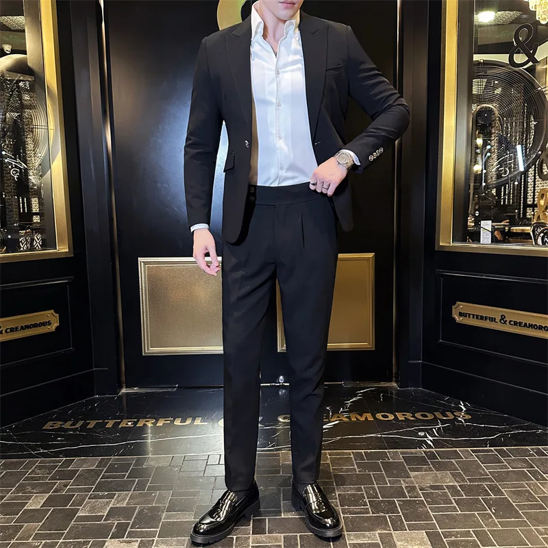 

ZX268High-end business casual versatile handsome slim groom wedding suit two-piece suit young men's suit