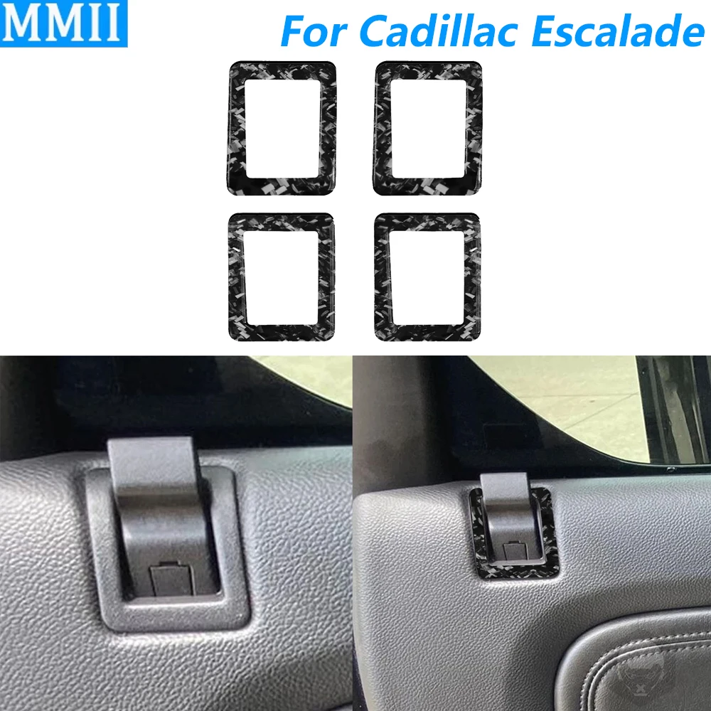 

For Cadillac Escalade 2007-2014 Forged Carbon Fiber Front Rear Door Lock Switch Frmae Panel Cover Trim Car Accessories Sticker