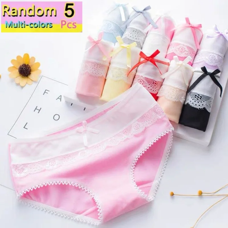 5 قطعة سراويل داخلية للفتيات من الدانتيل للمراهقات سراويل داخلية قصيرة للأطفال من عمر 9 إلى 16 سنة