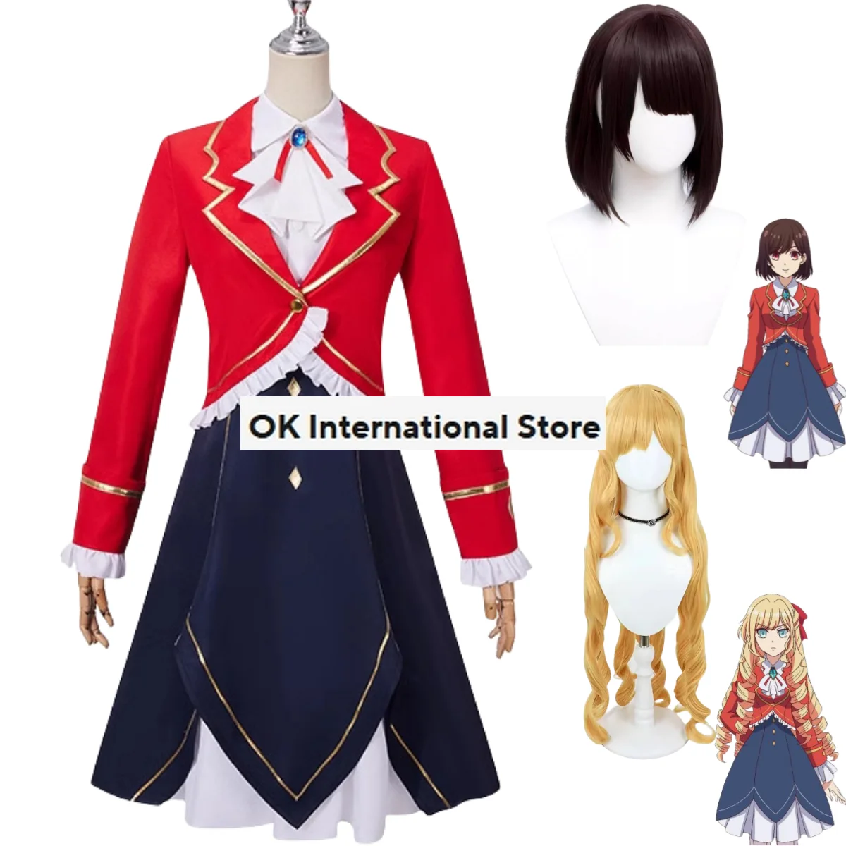 2023 New Anime I'm in Love with The Villainess Rae Taylor Claire Francois Cosplay Costume Wig Red JK Uniform Woman Kawaii Suit