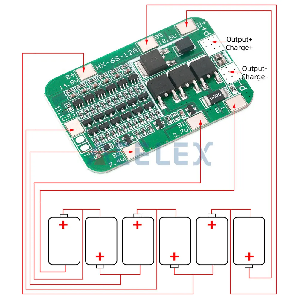 6S 12A 24V PCB BMS Protection Board For 6 Pack 18650 Li-ion Lithium Battery Cell Module New Arrival