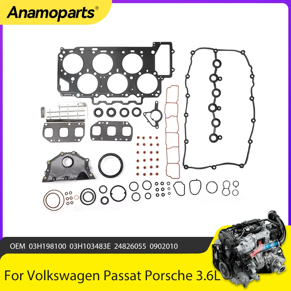 Zestaw pełnych uszczelek do naprawy części silnika pasuje do gazu 3.6 L do Volkswagen Touareg Passat Porsche Cayenne 3.6L V6 2007-2010 03H 103483 E