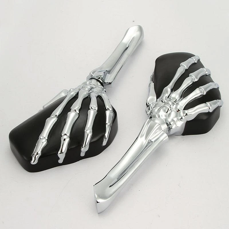 1Pair Universal Motorcycle Skull Hand Mirrors Motorbike Rearview Mirrors For Honda/kawasaki/Suzuki/Yamaha/Victory