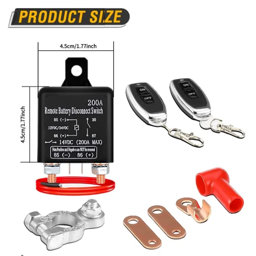 Imagen 2 del producto Relé de interruptor de batería de 200A, Control remoto de coche de 12V, desconexión de batería, aislador de corte, Contactor de Control remoto Dual antirrobo