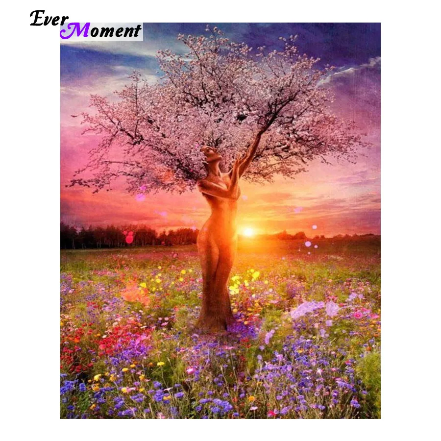 

DIY Square Round resin drills landscape diamond painting embroidery scenic Tree Goddess needlework wall picture ASF009