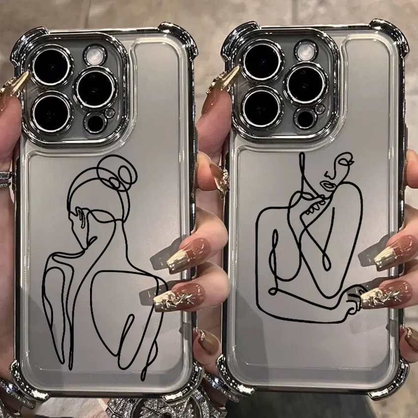 

Minimalist Female Body Wire Art Case For Samsung Galaxy A56 A55 A54 A52 A53 A36 A34 A35 A33 A50 A73 A26 A25 A16 A06 Phone Cover