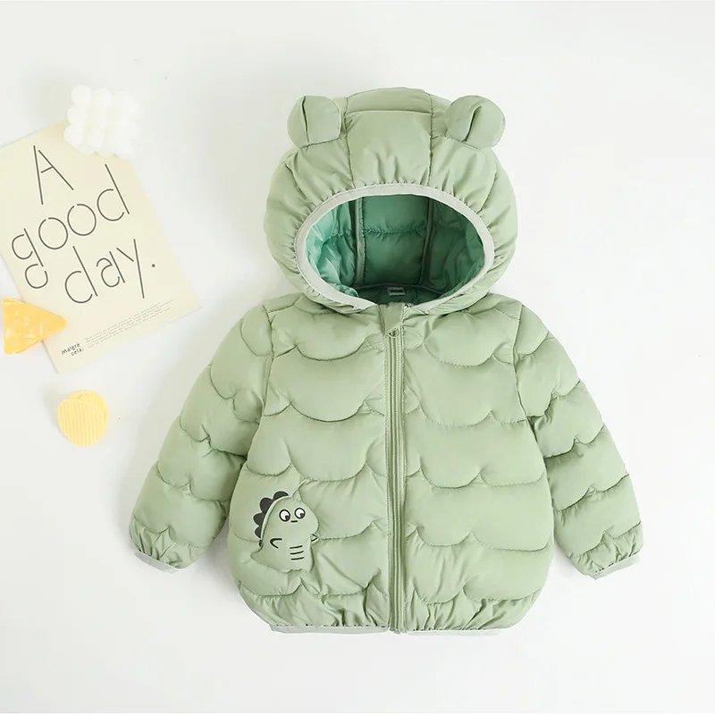 Baby Girls Boys Coat 2022 Winter Thick Down Hooded Coat Children Cute Dinosaur Jacket Newborn Warm Zipper Outerwear Kids Clothes