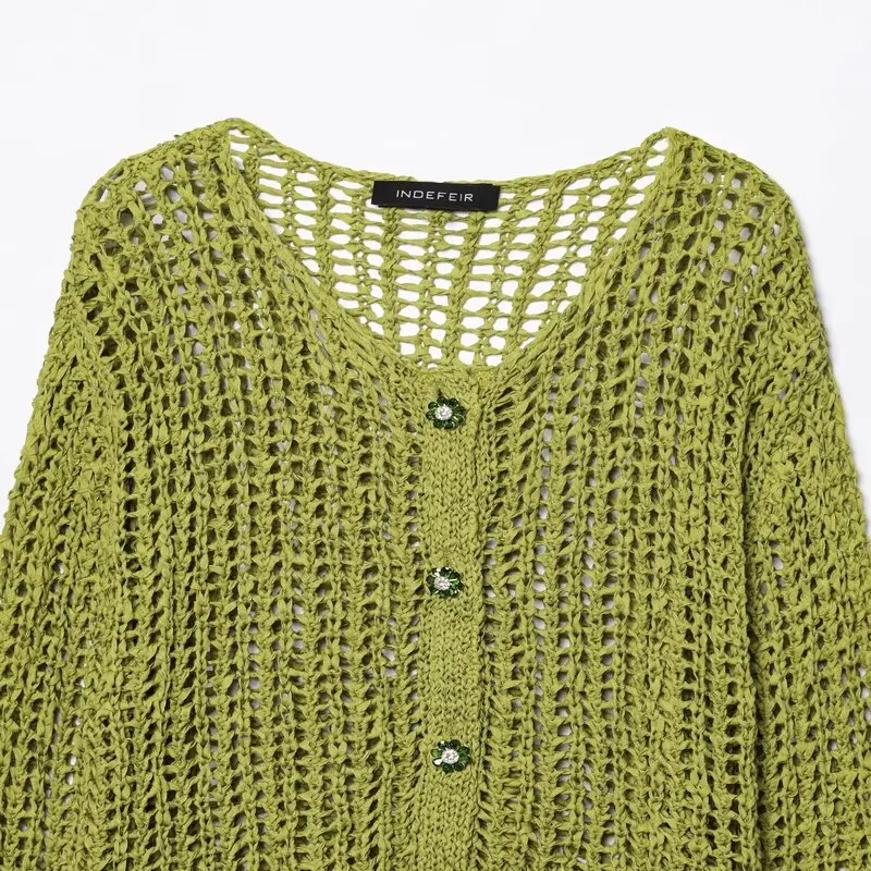 

Новинка лета 2022, женская модная универсальная длинная вязаная куртка V-Ne, простой дизайн, для поездок на работу, стандартная длина