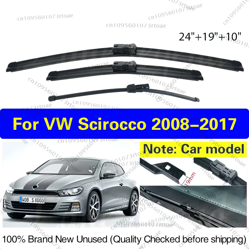 

For VW Scirocco 2008-2017 24"+19"+10" Front Rear Wiper Blades Brushes Cutter Accessories 2010 2011 2012 2013 2014 2015 2016 2017