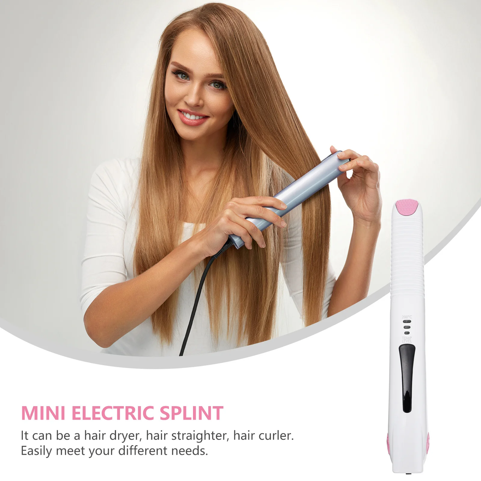 

Electric Hair Straightener Curler 3 Temp Modes Compact Travel Size Usb Rechargeable Wireless Hair Styling Tool For Women