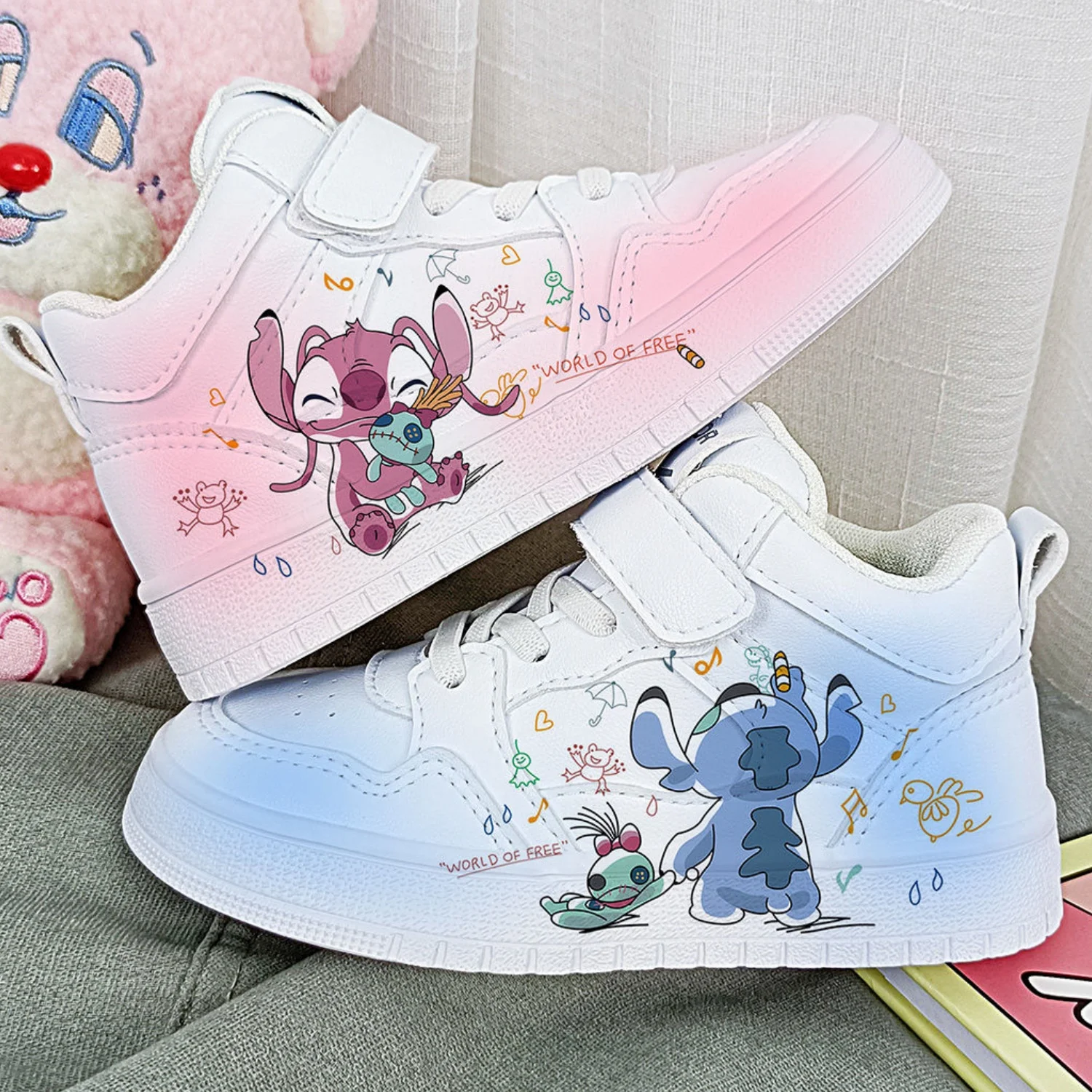 Disney Lilo & Stitch Kids Sport Shoes Children Tennis Shoes tide White Shoes Casual Sneakers Cartoon High-top Running Shoes