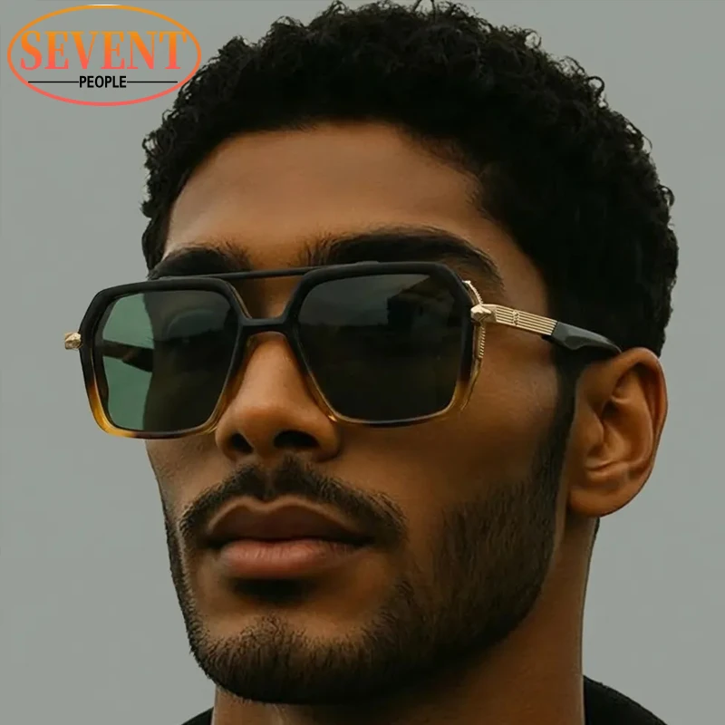 

Polarized Steampunk Double Bridge Sunglasses Men 2026 Vintage Luxury Brand Black Square Driving Sun Glasses Male Shades Eyewear