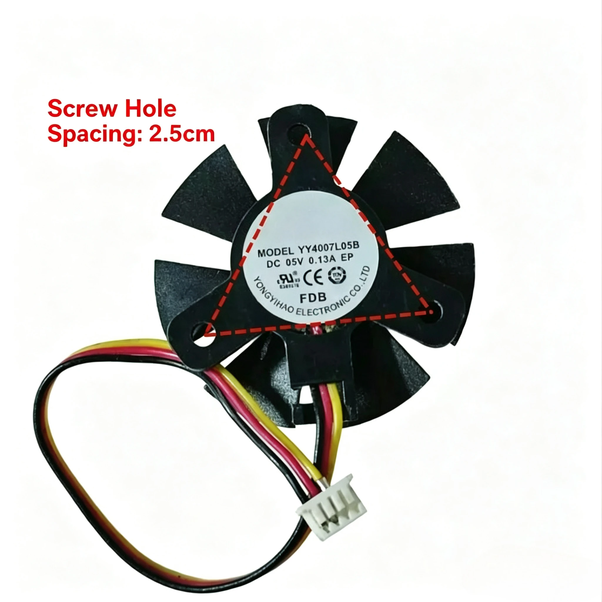 for SNOWFAN YY4007L05B, 5V 0.13A, Diameter 3.7CM, Hole Spacing 2.5cm, Cooling Fan for AOC All-in-One PC