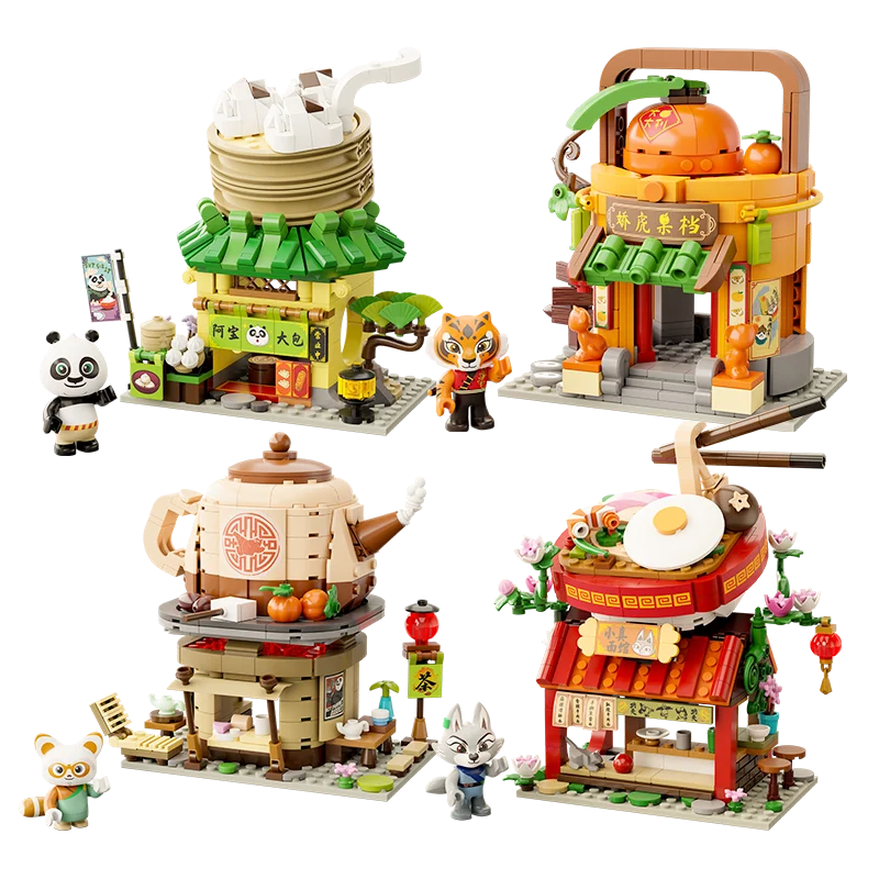 ตัวต่อพินฉี คองฟูแพนด้า 4 รุ่นถนนแห่งสมบัติ ตัวต่อรูปเด็กสาวเสือ ของเล่นเสริมพัฒนาการ ของขวัญ ตัวต่อจีน