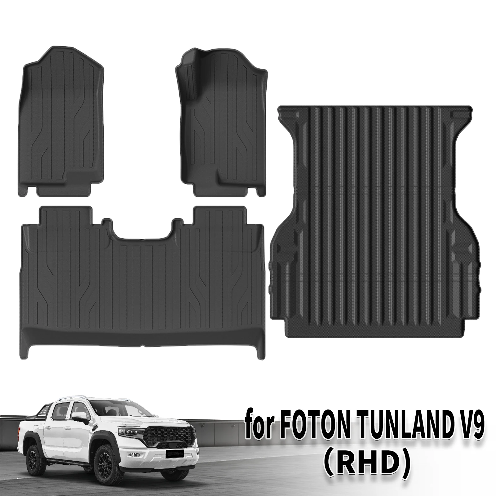 for FOTON TUNLAND V9 Waterproof TPE Car Mats 3D Laser Scanning Perfect Fit Odorless Accessories Easy Clean