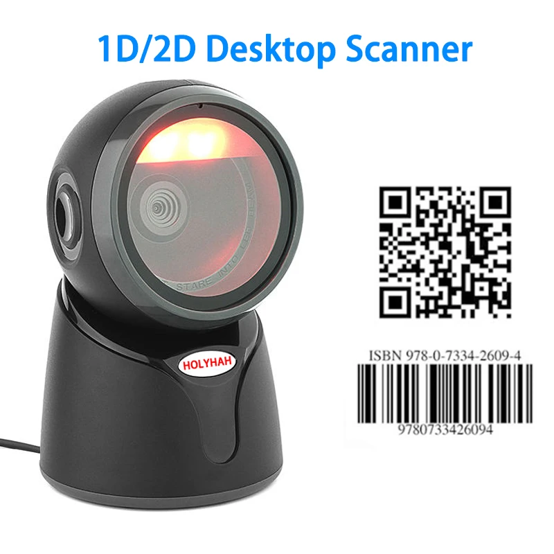 

Holyhah Desktop Barcode scanner 2D all-round automatic sensing data matrix reader supermarket usb barcode reader 1D 2D QR code