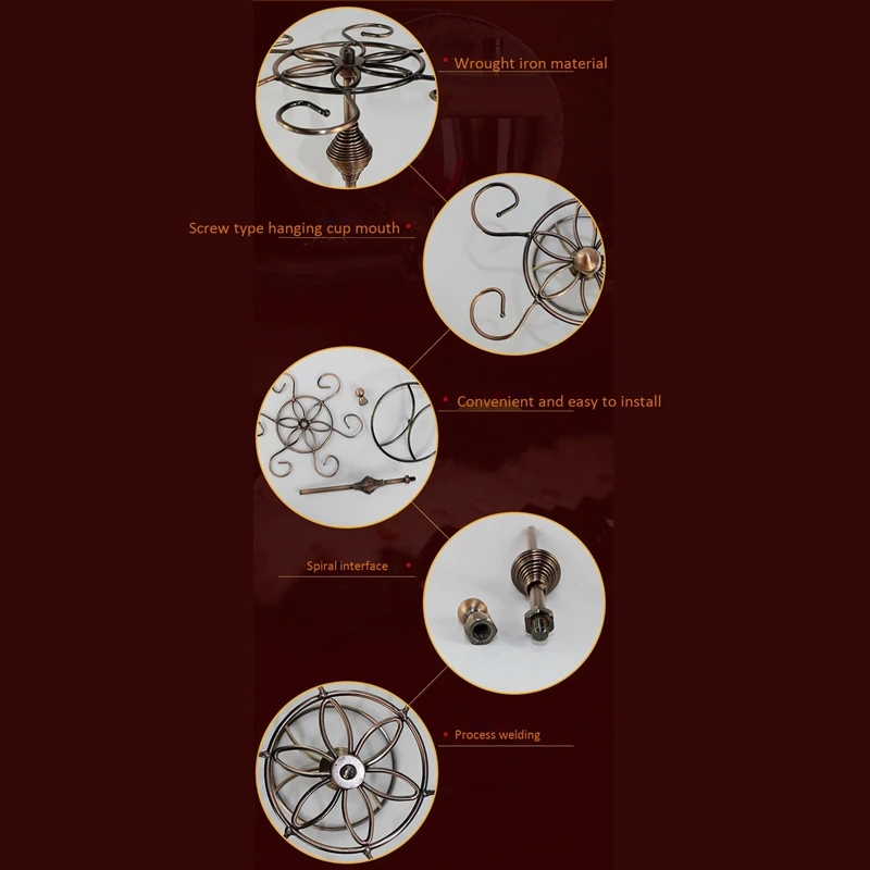 Estante para copas de vino, soporte para copas de vino de encimera, estante de almacenamiento independiente con 6 ganchos, para Bar en casa