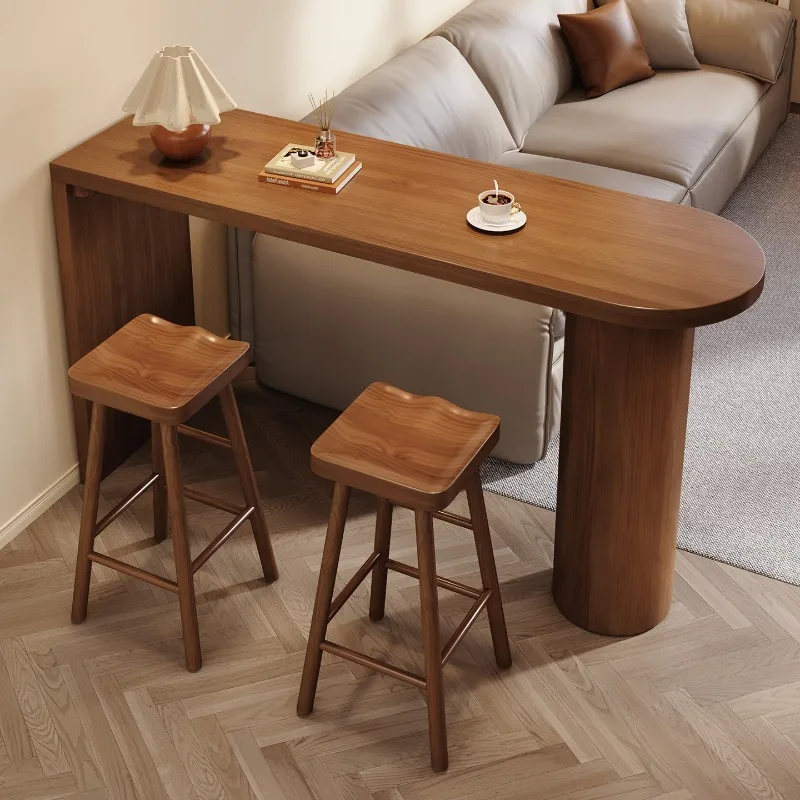 Small bar table next to the sofa in the living room, household partition high table, small apartment long strip table