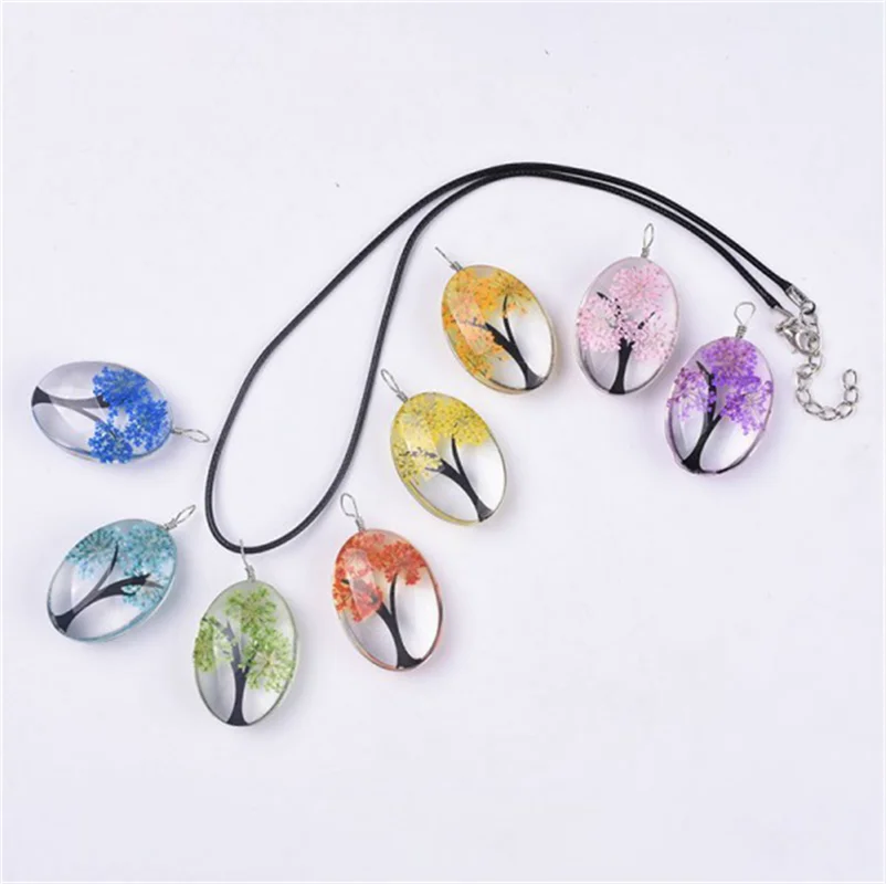 Dry Flower Pendant Necklaces Transparent Glass Life Tree Necklace Jewelry For Women Lucky Accessories 2026 Fashion Handmade Gift