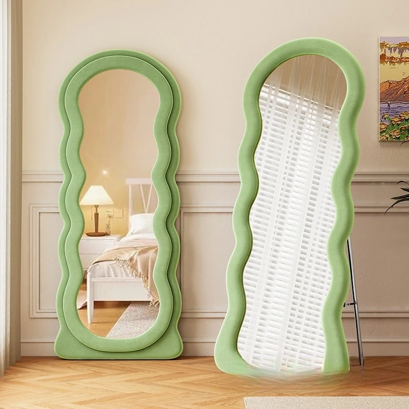 Double-layer wavy flannel full-body full-length mirror, single large floor-to-ceiling mirror mirror view 5