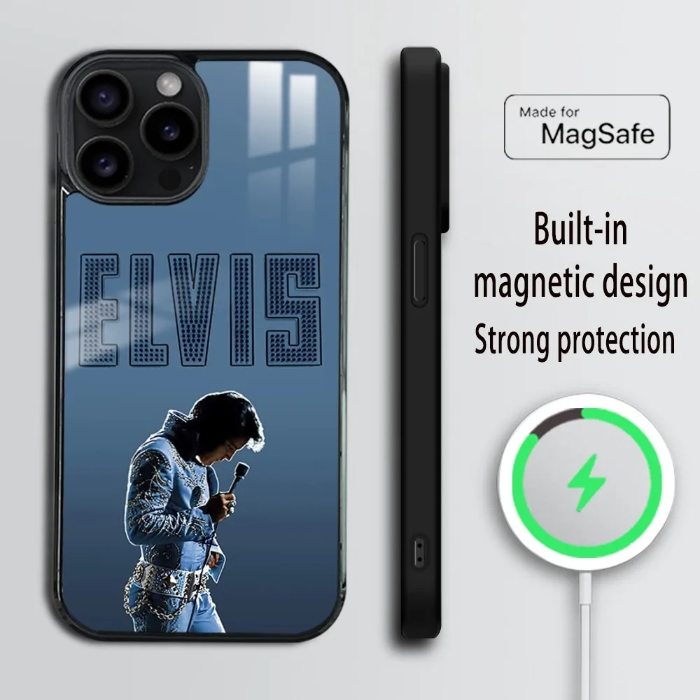 Singer E-Elvis P-Presley Phone Case For iPhone 16 15 14 13 12 11 Pro Max Plus Mini Magsafe Mirror Wireless Magnetic Cover