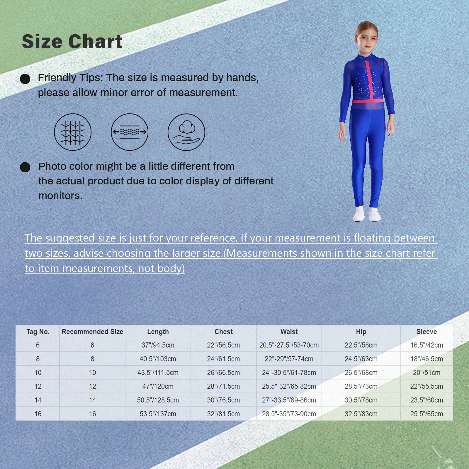 Kids Long Sleeve Rhinestone Ballet Leotards Bodysuit Gymnastics Jumpsuit For Girls Teen  Figure Ice Skating Jumpsuits Unitard